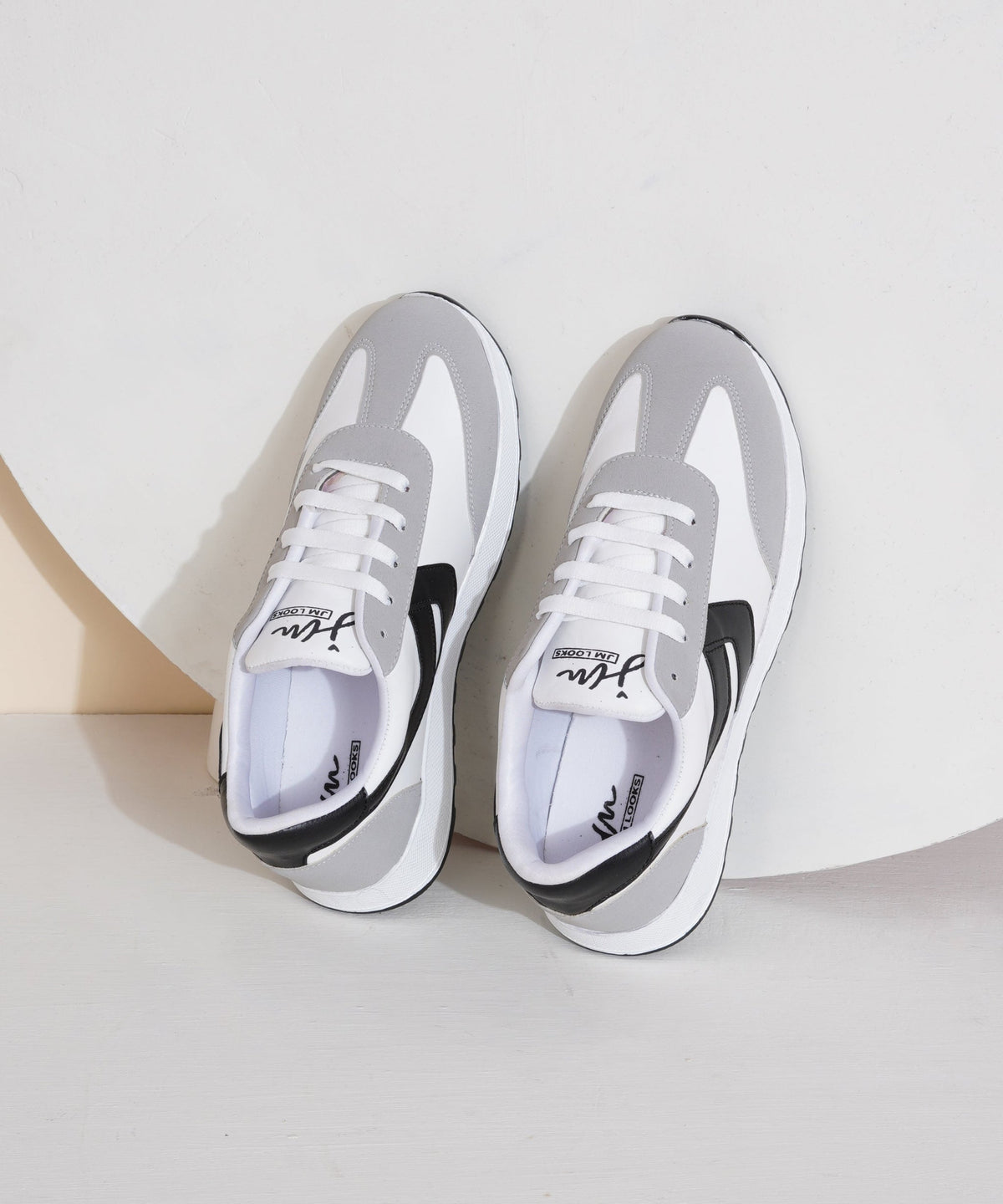 JM Looks Women’s Casual Lace-Up Sneakers with Contrast Panels