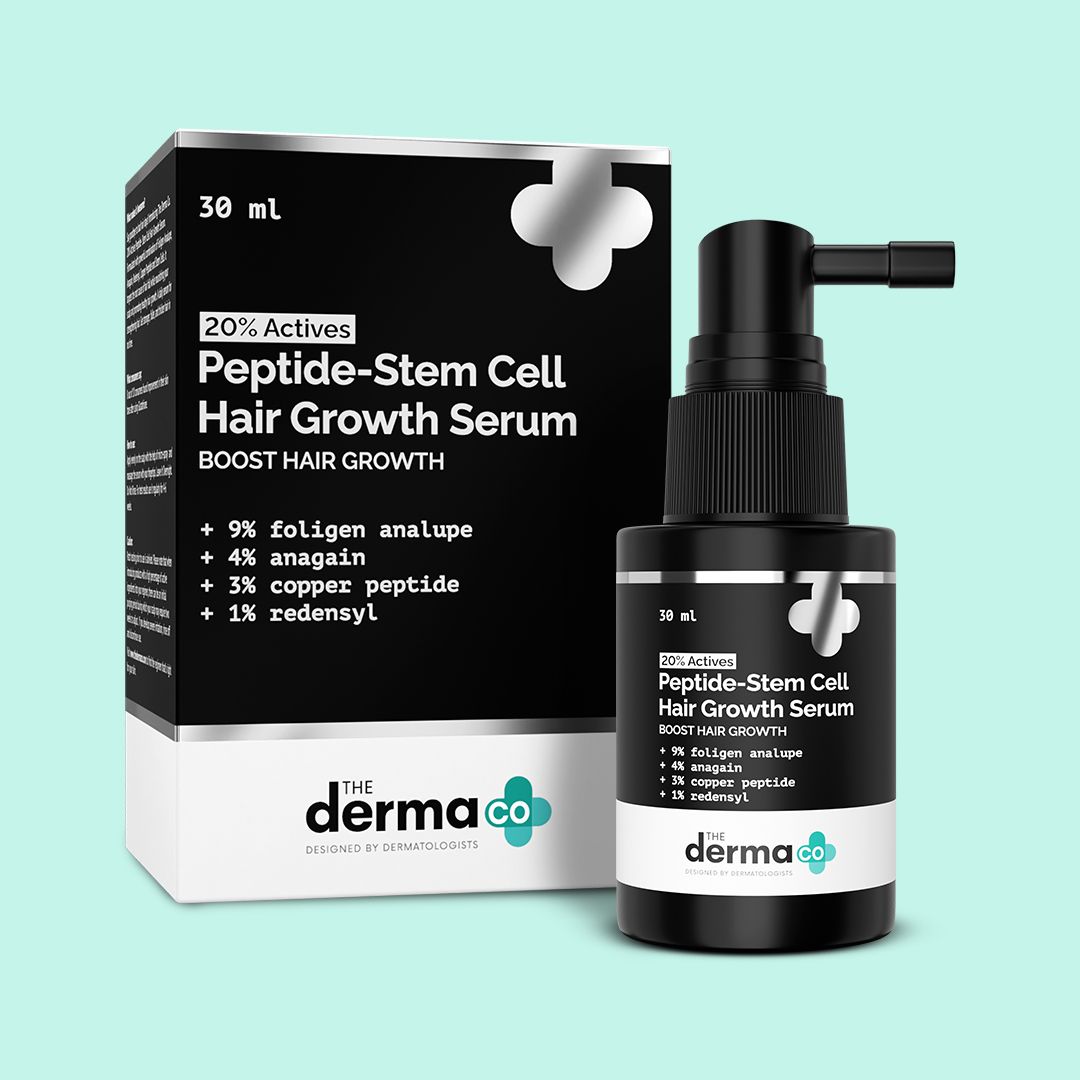 Derma Co 20% Actives Peptide-Stem Cell Hair Growth Serum with Foligen Analupe & Anagain For Hair Growth - 30ml