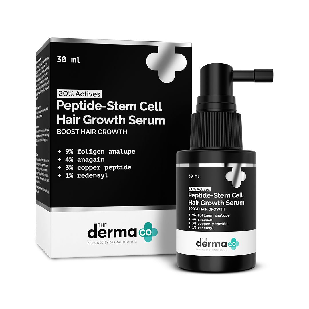 Derma Co 20% Actives Peptide-Stem Cell Hair Growth Serum with Foligen Analupe & Anagain For Hair Growth - 30ml