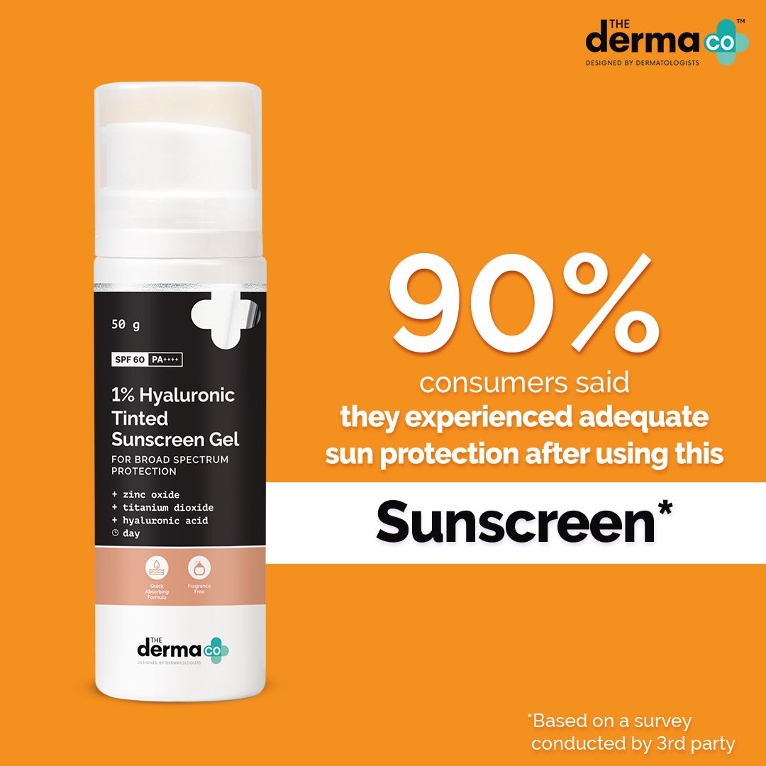 Derma Co 1% Hyaluronic Tinted Sunscreen Gel with SPF 60 & PA++++