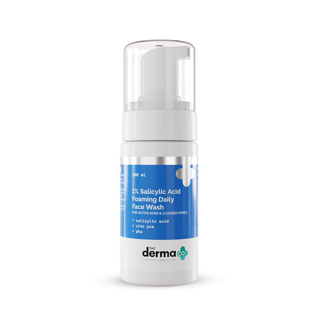 Derma Co 1% Salicylic Acid Foaming Daily Face Wash with Salicylic Acid, Zinc PCA & PHA - 100 ml