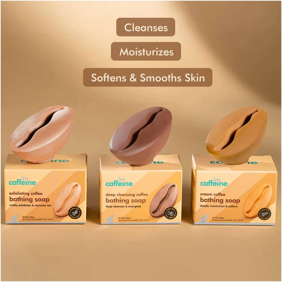 mCaffeine Exfoliating Coffee Bathing Soap Trio - 75 g x 3