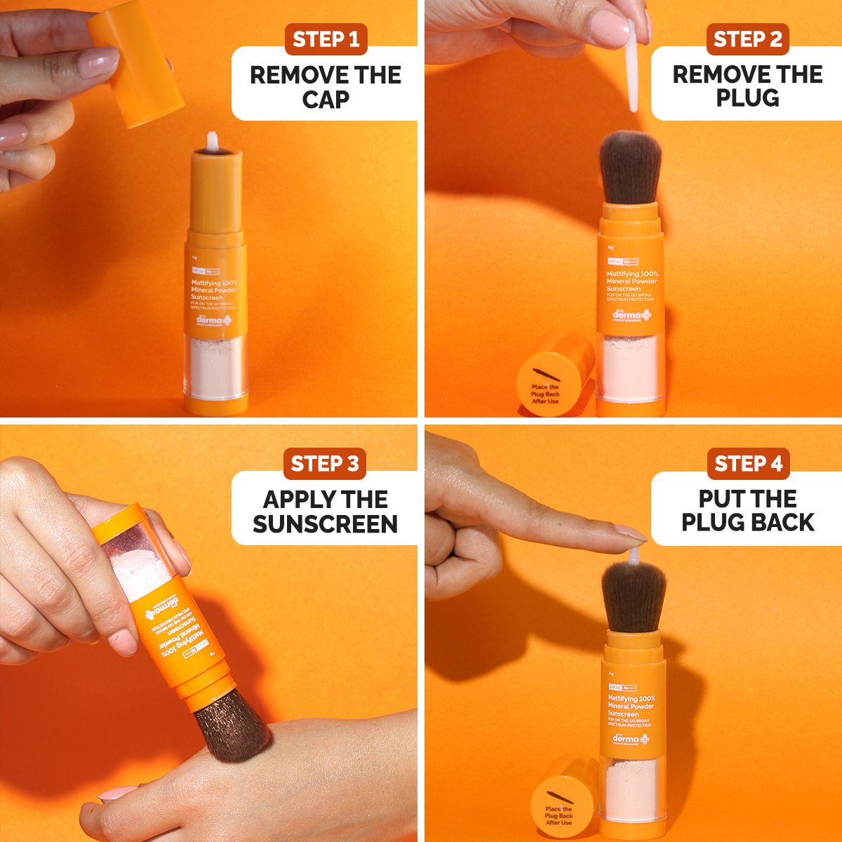 Derma Co Mattifying 100% Mineral Powder Sunscreen with SPF 50 For On The Go Broad Spectrum Protection - 4g