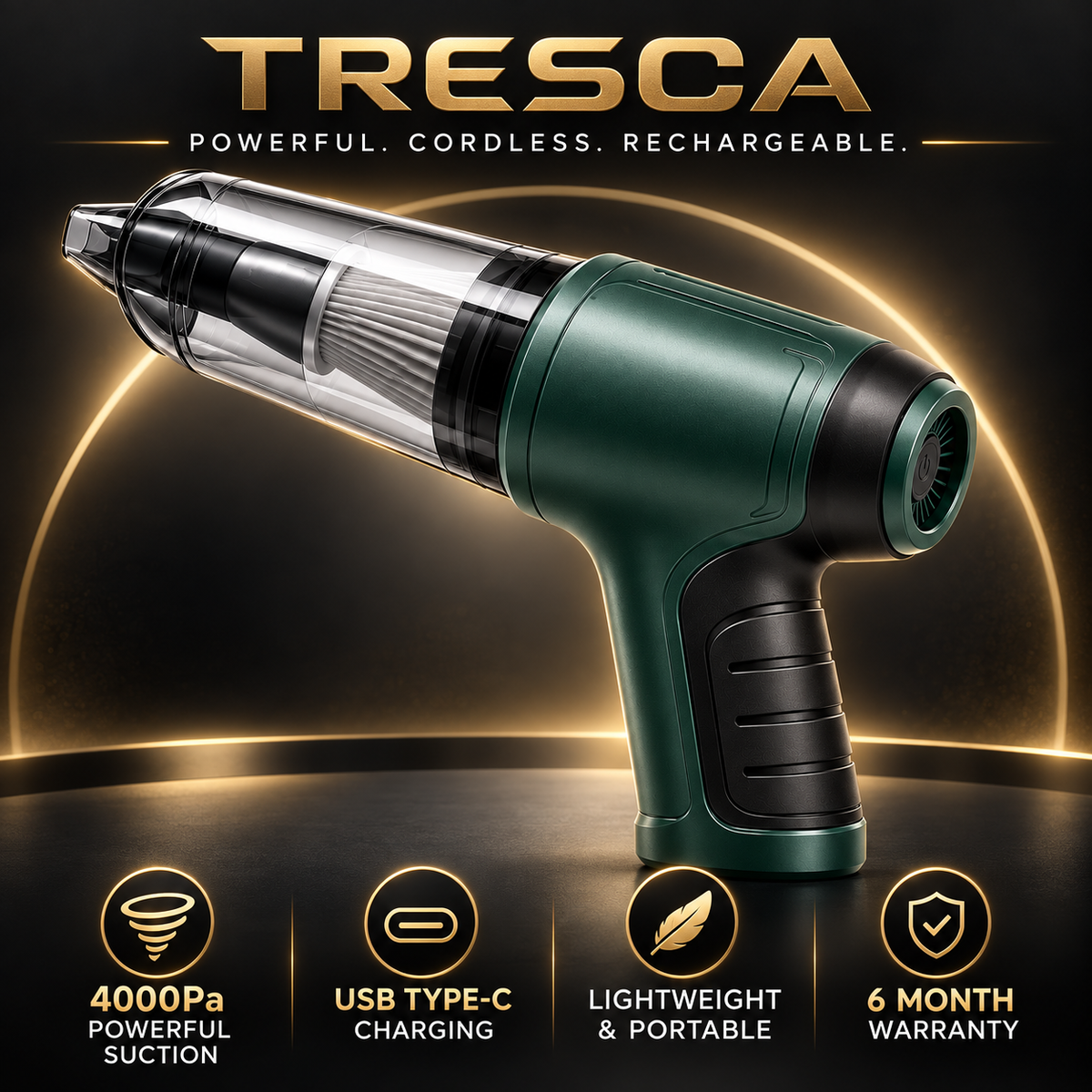 Tressca 4000Pa Cordless Handheld Vacuum Cleaner